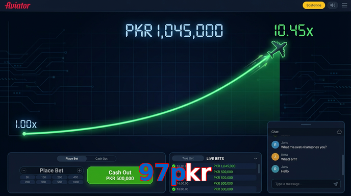 Main screen of 97Pkr aviator page for PK players