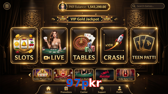 Main screen of 97Pkr casino page for PK players