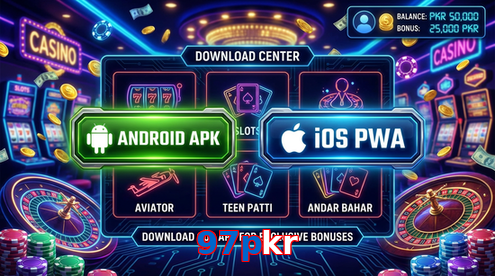 Main screen of 97Pkr download page for PK players